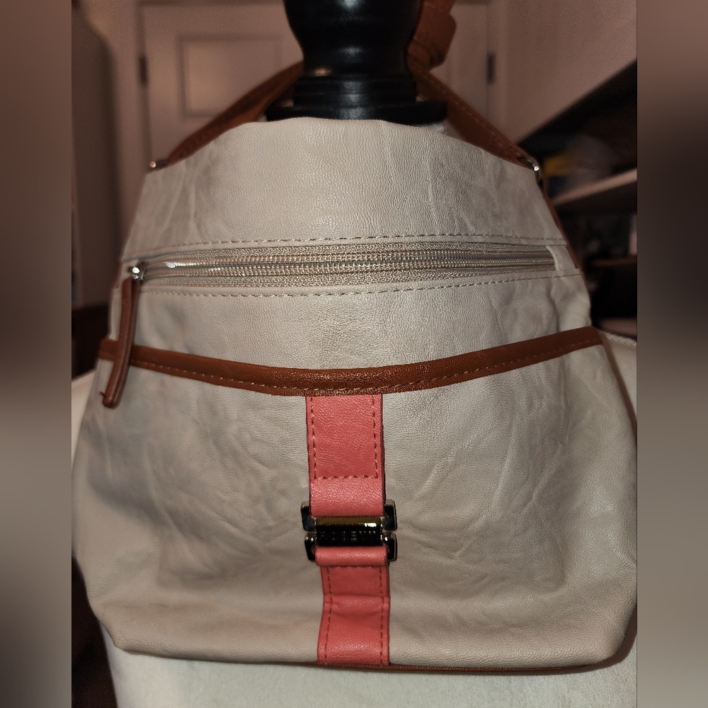 Preowned Rosetti tan and peach crossbody